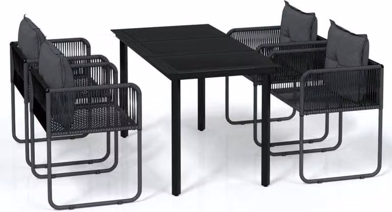 Set da Pranzo da Giardino 5 pz Nero