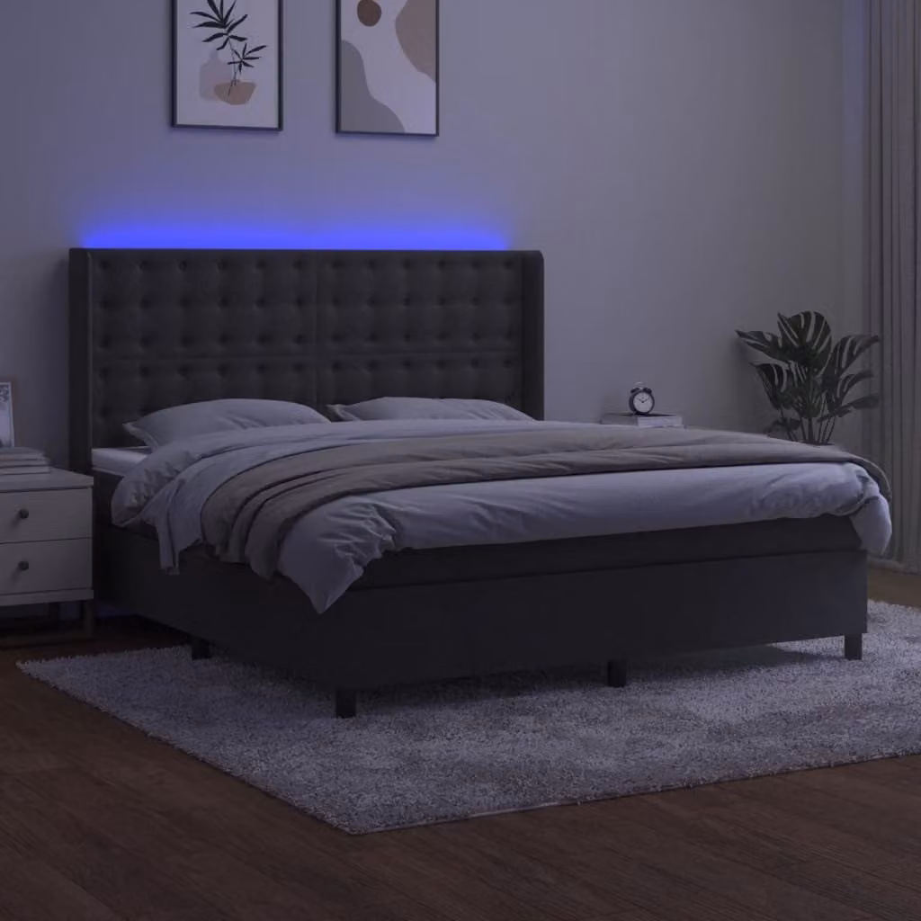 Maison Exclusive - Letto a Molle con Materasso e LED Grigio Scuro 180x200 cm