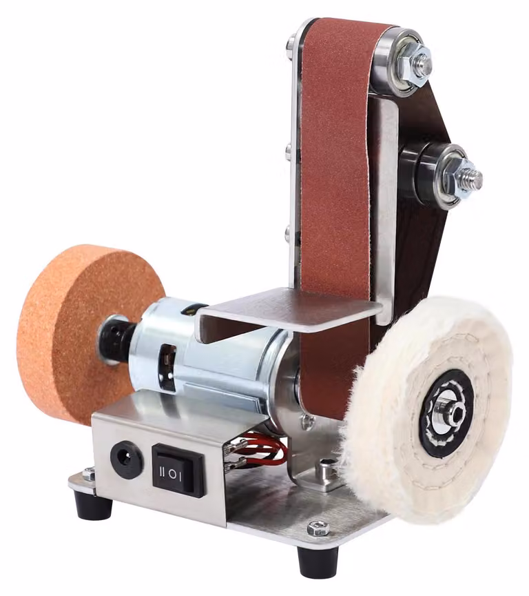 Mini levigatrice angolare - Levigatrice elettrica - 7 livelli di velocità da 4000 a 9000 giri al minuto - Acciaio inossidabile - Adatta per legno e metallo - Modello da banco - Spina di tipo europeo - Argento