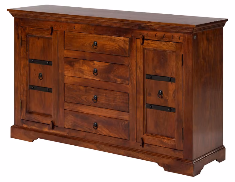 MASSIVMOEBEL24 | credenza in legno di Acacia 150x45x89 nougat laccato OXFORD #513