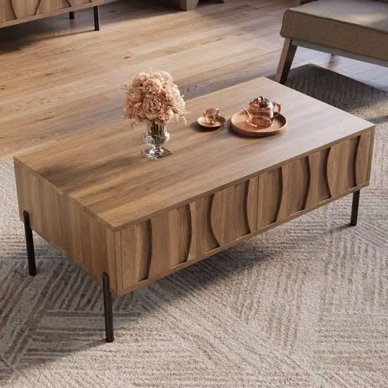 Tavolo per salotto - Stile retro - Legno - 105×55×41 cm - Rond Nota: Ho mantenuto il modello di dimensioni per la sua importanza tecnica.