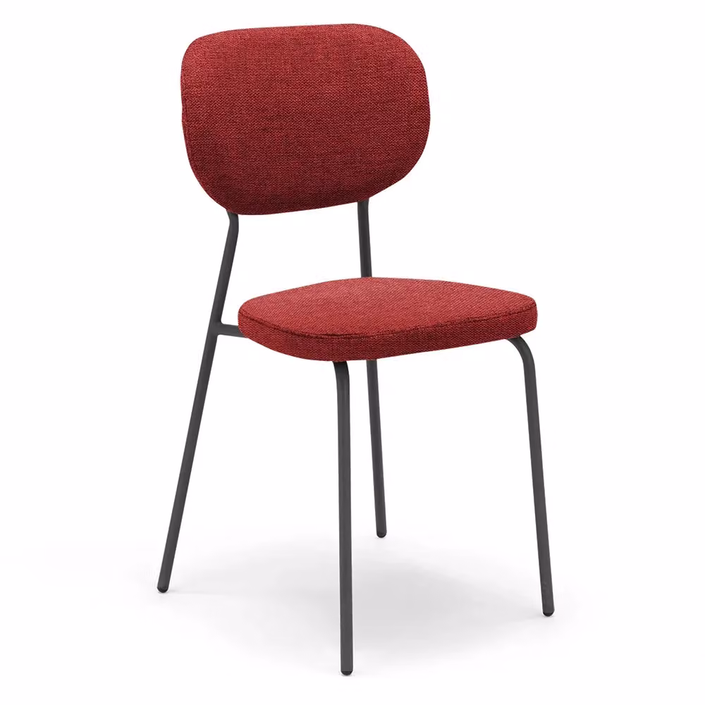 Set di 2 sedie da pranzo imbottite VANESSA Redokasa con design moderno, gambe coniche in metallo e rivestimento in tessuto idrorepellente colore Rosso – 2