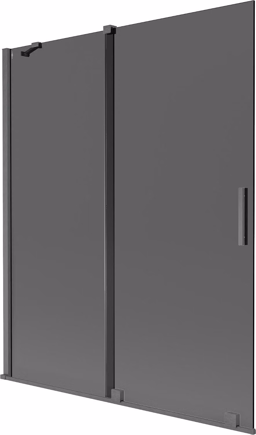 Mexen Velar parete doccia a due ante scorrevoli 140 x 150 cm, grafite, grigio canna di fucile spazzolato - 896-140-000-41-66