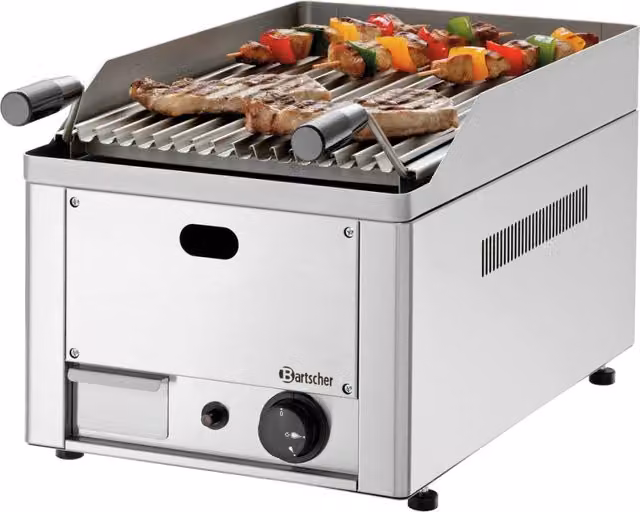 Griglia a pietra lavica a gas Bartscher in acciaio inox color argento L: 33,0 cm, P: 28,5 cm, H: 21,4 cm