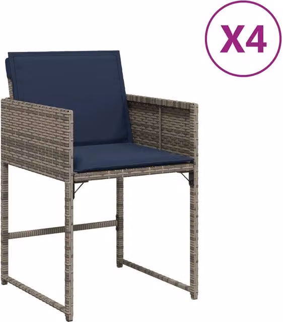 Sedie da Giardino con Cuscini 4 pz | Sedie da Esterno Grigio in Polyrattan