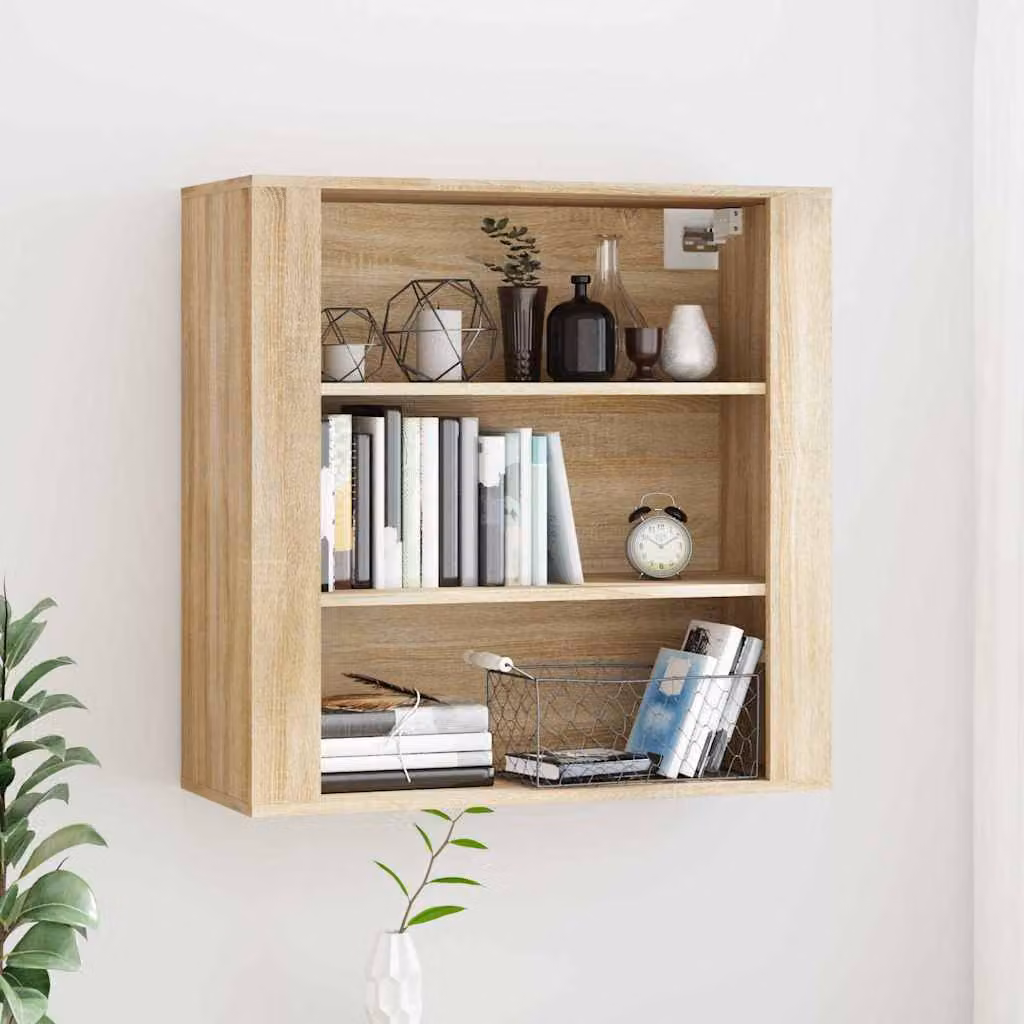 Armadietto a muro vidaXL in legno MDF color rovere, L 80 cm x P 33 cm x H 80 cm