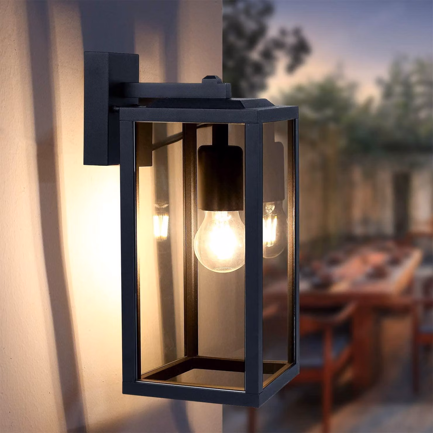 Lampada da parete esterna, attacco E27, alluminio, grado di protezione IP44, finitura nero opaco, 60 W