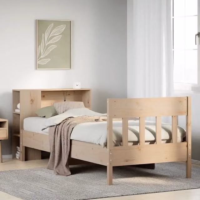 Giroletto con Libreria in Legno di Pino Marrone VIDAXL L: 190 cm, P: 82 cm, H: 81 cm – 1