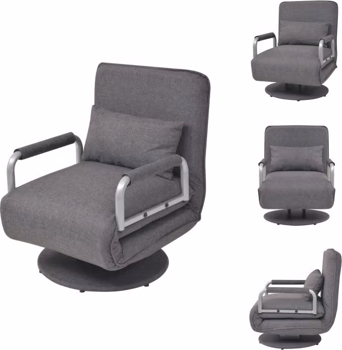 vidaXL Sedia girevole e divano letto in tessuto grigio scuro - Poltrona