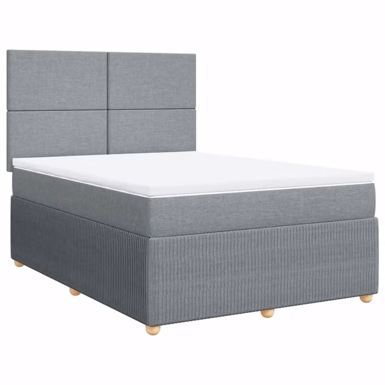 Giroletto a Molle con Materasso Grigio Chiaro 140x190cm Tessuto