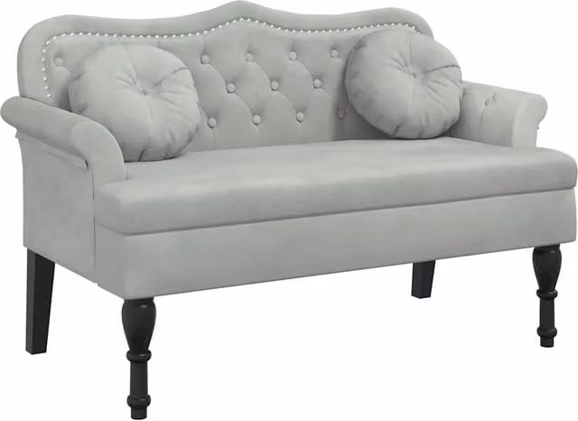 Panca con Cuscini Grigio Chiaro 120,5x65x75 cm Velluto CFW4660266