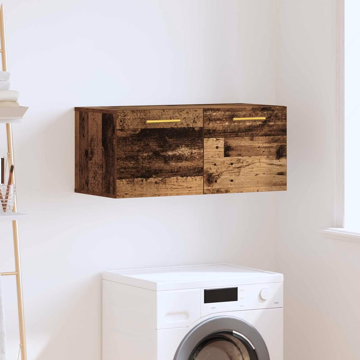 Armadietto a muro vidaXL in legno marrone stile rustico con ante a battente e ripiani interni L: 80 cm, P: 36.5 cm, H: 35 cm