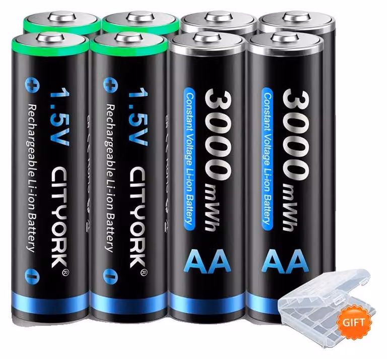 Batterie ricaricabili, capacità di 3000 mWh, prestazioni durature, confezione da 8 batterie AA