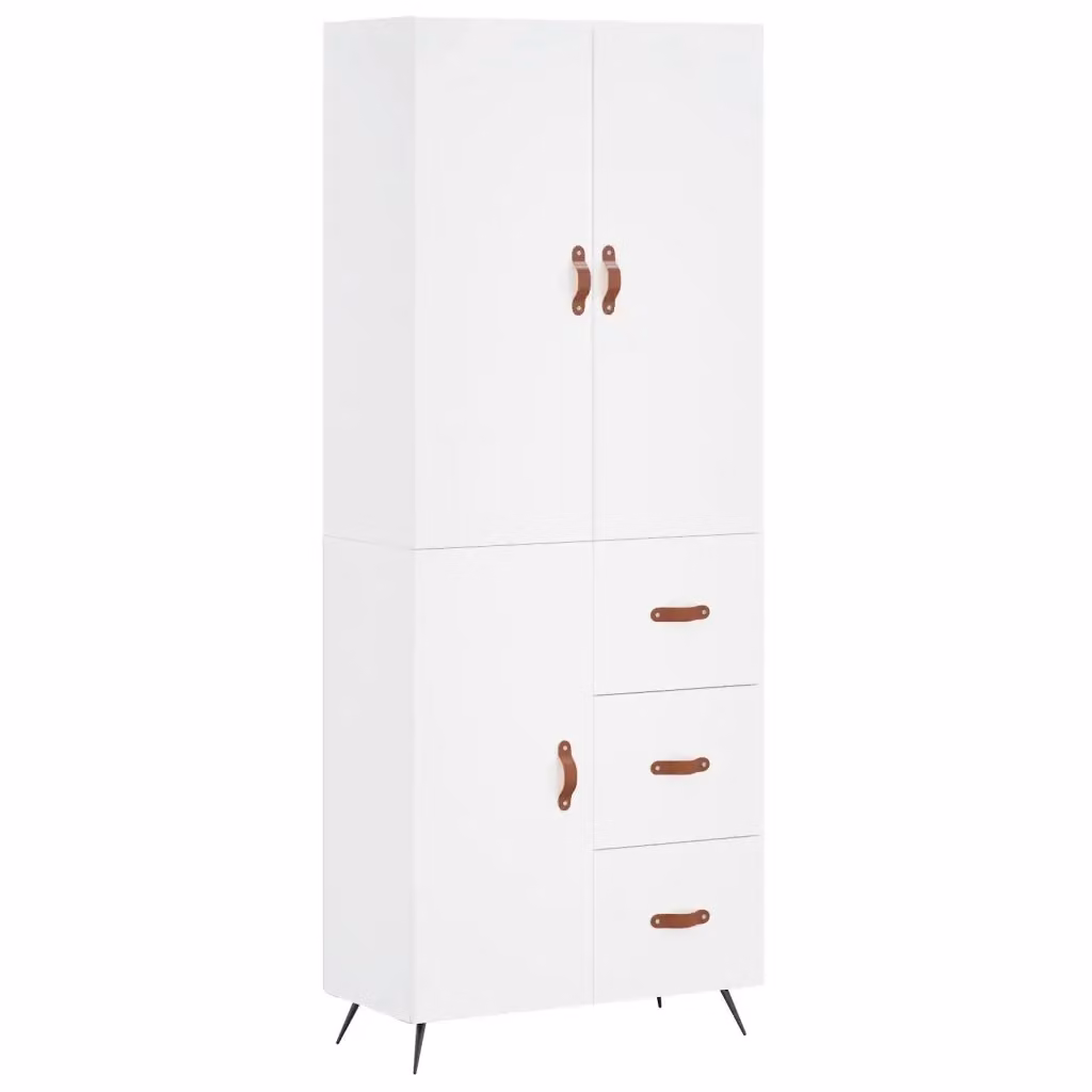 Credenza Buffet Design Mania Bianca per Cucina e Sala da Pranzo in Legno e Metallo L/P/H: 69,5 x 34 x 180 cm – 2