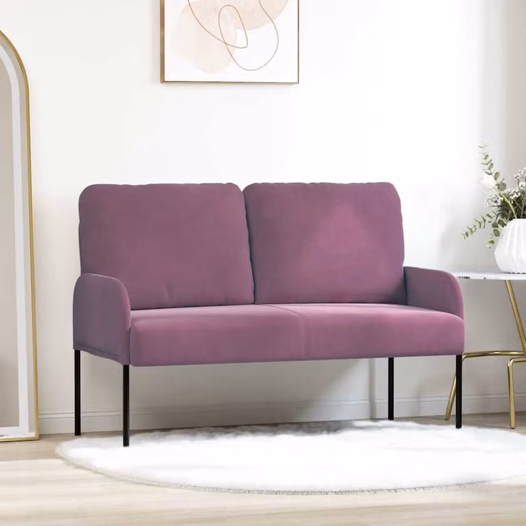 Divano moderno vidaXL in velluto viola con cuscini per soggiorno L: 115 cm, P: 80 cm, H: 56 cm