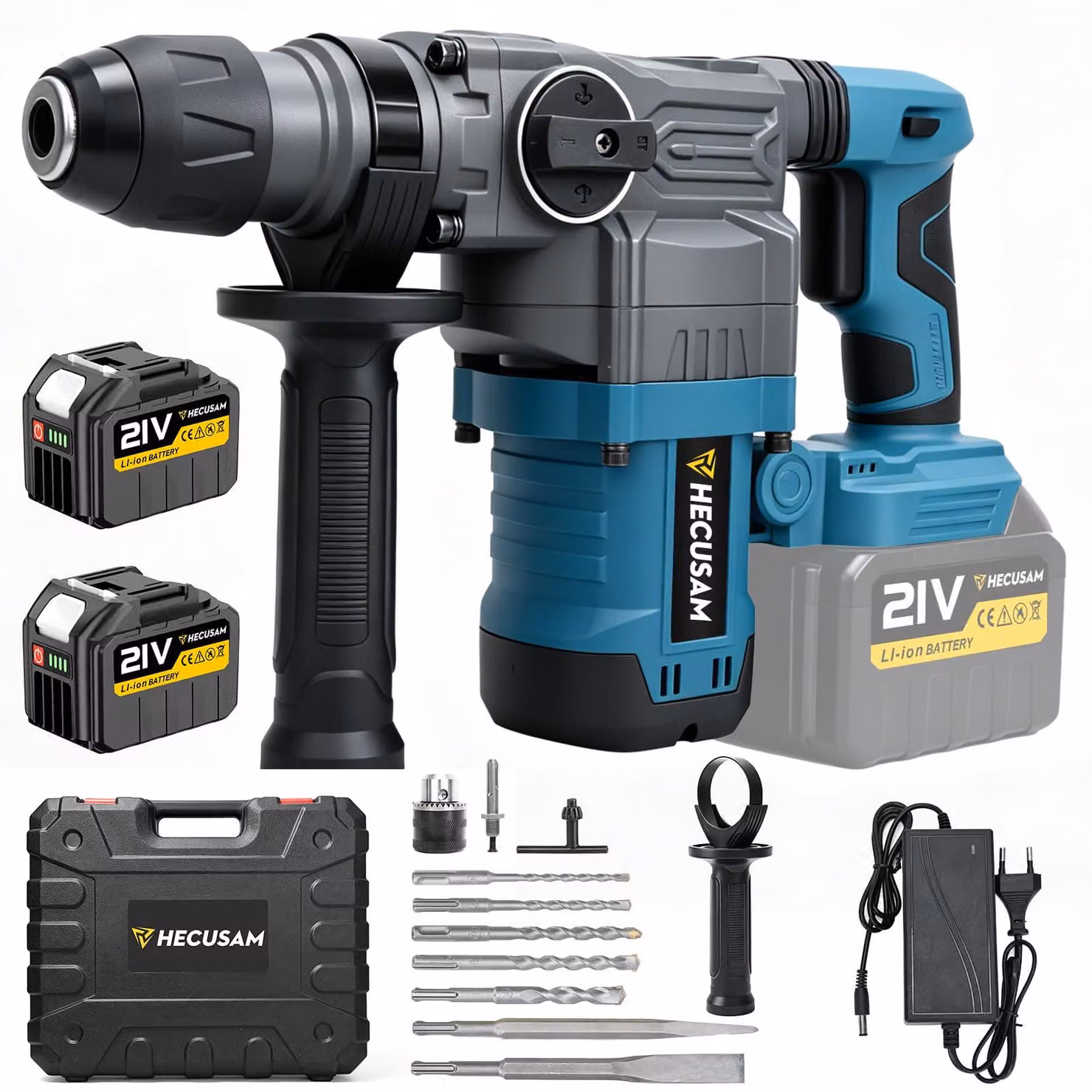 Trapano avvitatore a batteria Boorhamer - 21 Volt - 3500 giri/min - Coppia di 65 Nm - Trapano a percussione