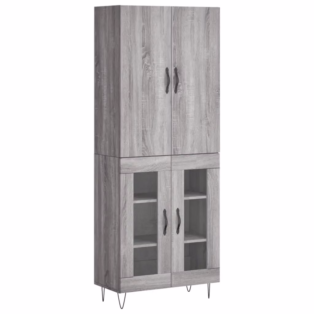 Credenza moderna vidaXL in legno e metallo grigio, sospesa, L: 69,5 cm, P: 34 cm, H: 180 cm – 2