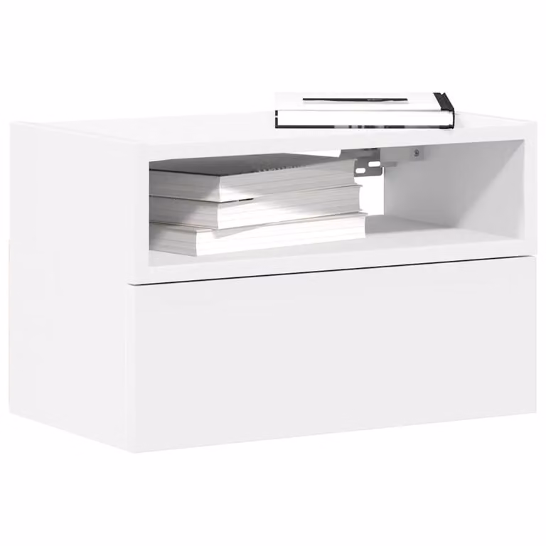 Comodino a parete vidaXL Bianco Moderno L 45 x P 26 x H 28,5 cm