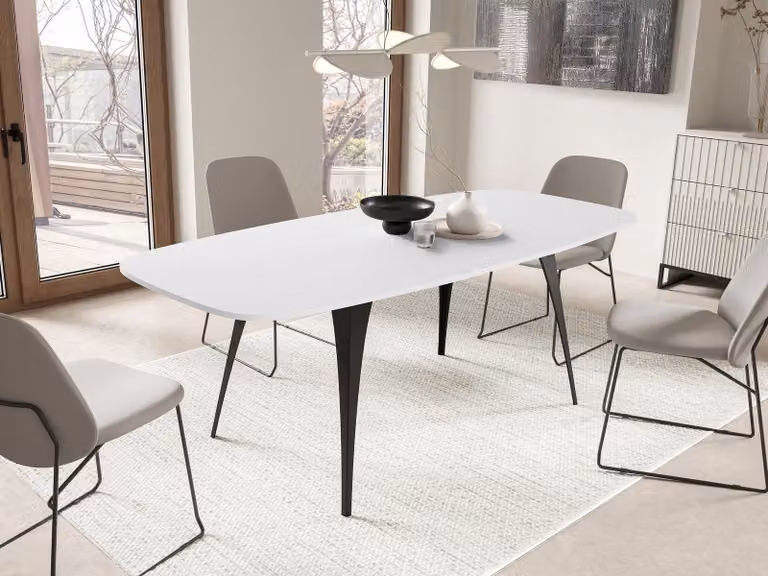 Tavolo da pranzo allungabile STIWI - bianco artico / nero
