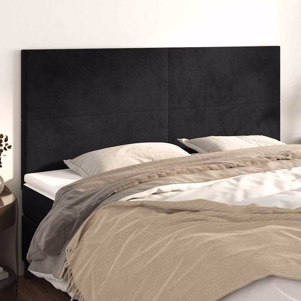 Testiera per letto vidaXL in velluto nero con pannello imbottito L: 200 cm, P: 5 cm, H: 118/128 cm