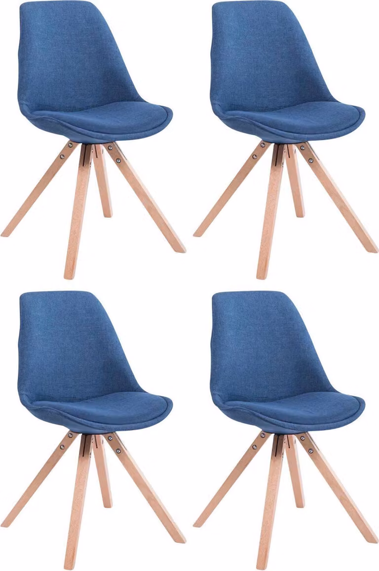 Set di quattro sedie per visitatori in tessuto - sedie per ospiti - ottimo comfort di seduta | Colore: Blu | Colore dell'abbigliamento: Naturale