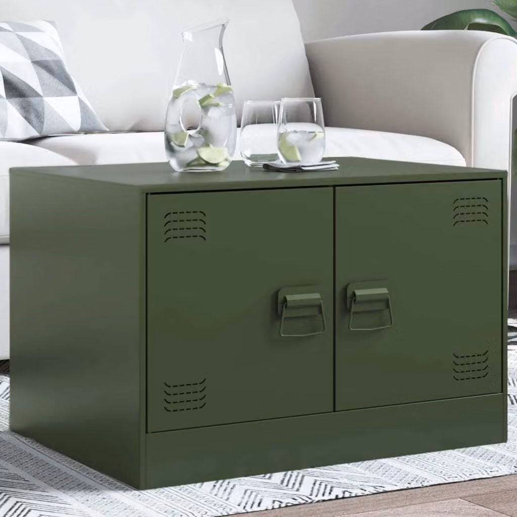 Maison Exclusive - Tavolino verde oliva 67x50x44 cm acciaio