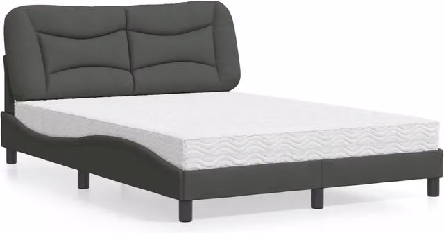 Letto con Materasso Hvar vidaXL in Tessuto Grigio e Bianco L/P/H: 120 x 200 cm – 2
