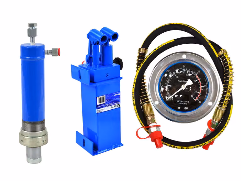 GEKO Pompa idraulica, cilindro, manometro, set per pressa da officina 20 t G02003