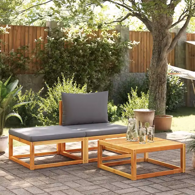 Set di divani da giardino 3 pz con cuscini in legno di acacia 4008162