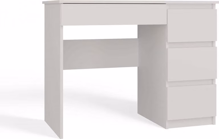 Scrivania funzionale con 4 cassetti "MIJAS destra" – Sostenibile e moderna | Colore: bianco | Dimensioni: 98x51x76 cm