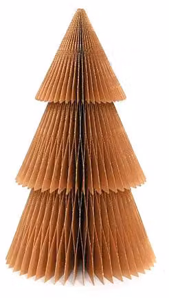 Albero di Natale in carta alveolare, color oro, altezza 60 cm. Prodotto con materiali naturali