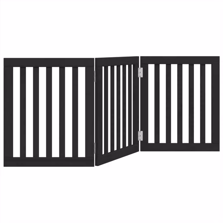 Cancello per Cani Pieghevole 3 Pannelli Nero 150cm Legno Pioppo
