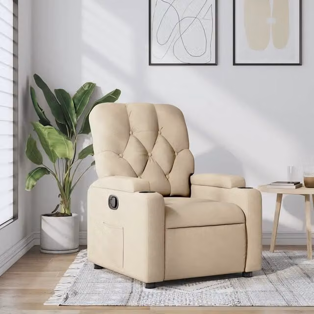 Divano Sedia-Poltrona Reclinabile in Tessuto Crema 737516