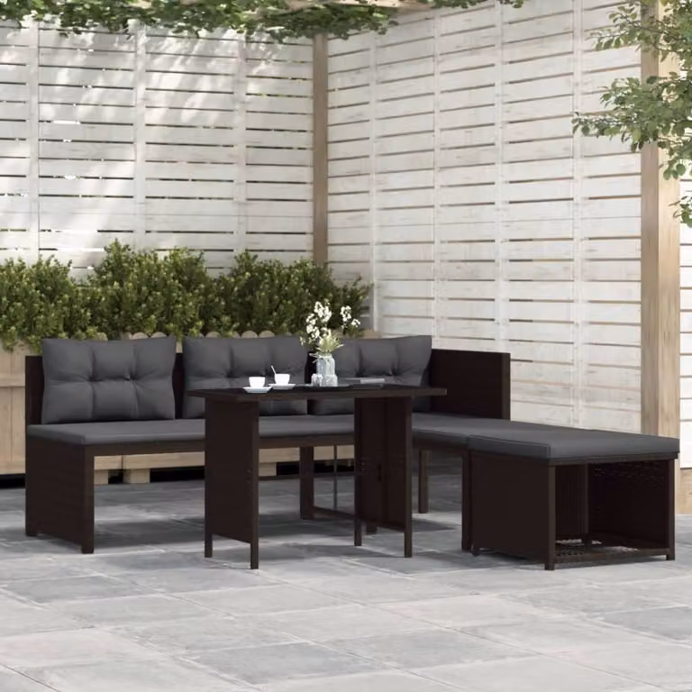 Maison Exclusive - Set da giardino da 4 pezzi in polyrattan marrone