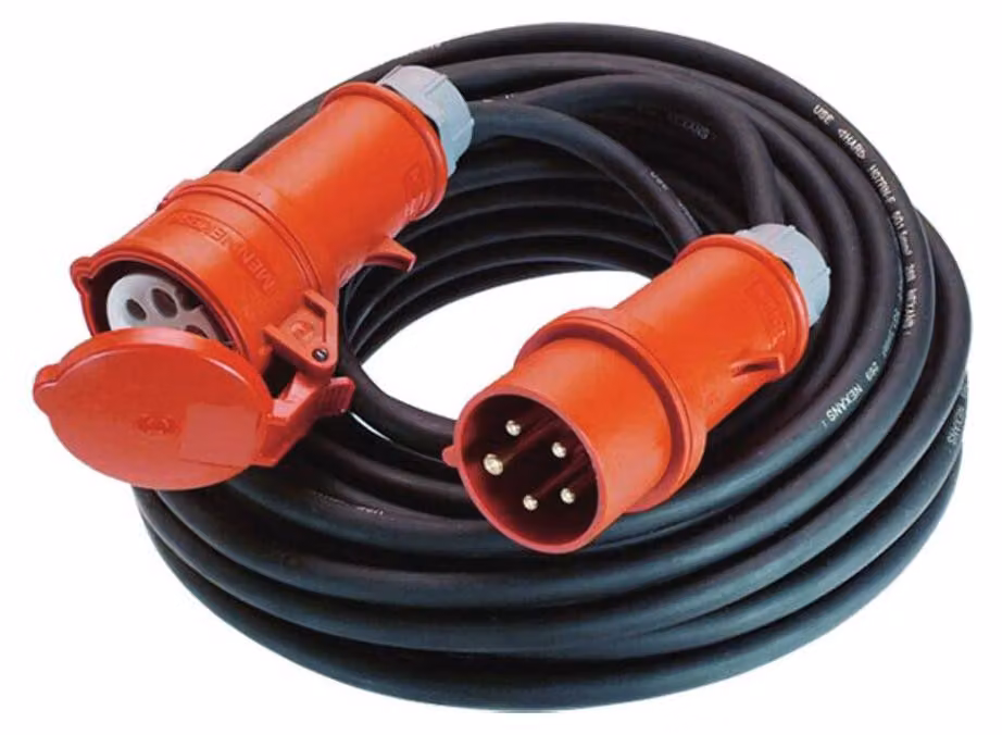 BACHMANN Prolunga 5G1,5mm² nero, H07RN-F CEE 16A rosso 400V, 10 m