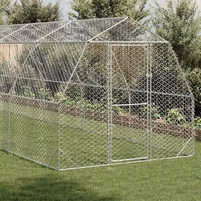Recinto per polli Videx in acciaio zincato color argento L: 12 m, P: 2,5 m, H: 2,25 m