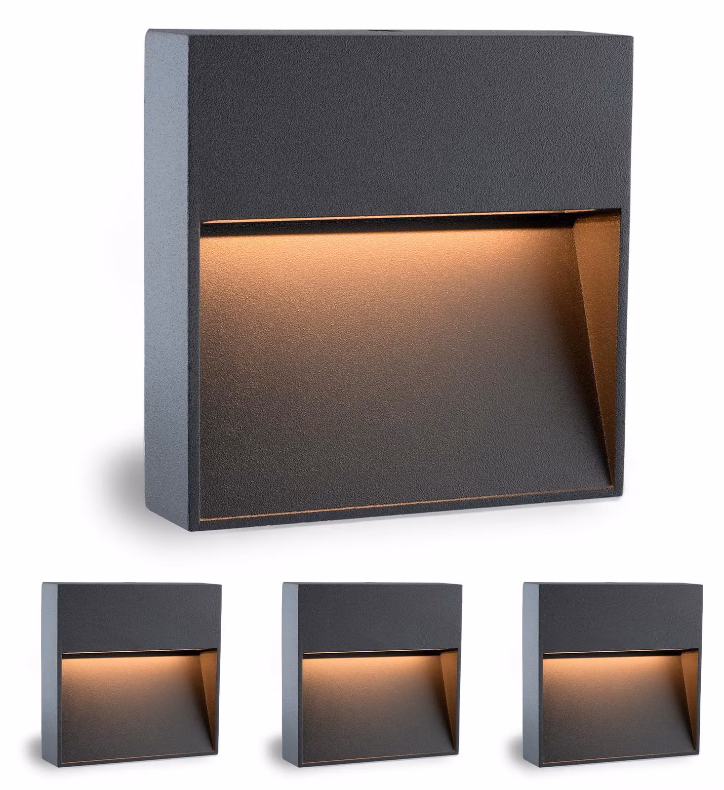 Lampada a parete LED KEILA, set da 4, grado di protezione IP54, colore antracite, 1,7 W, luce bianco caldo
