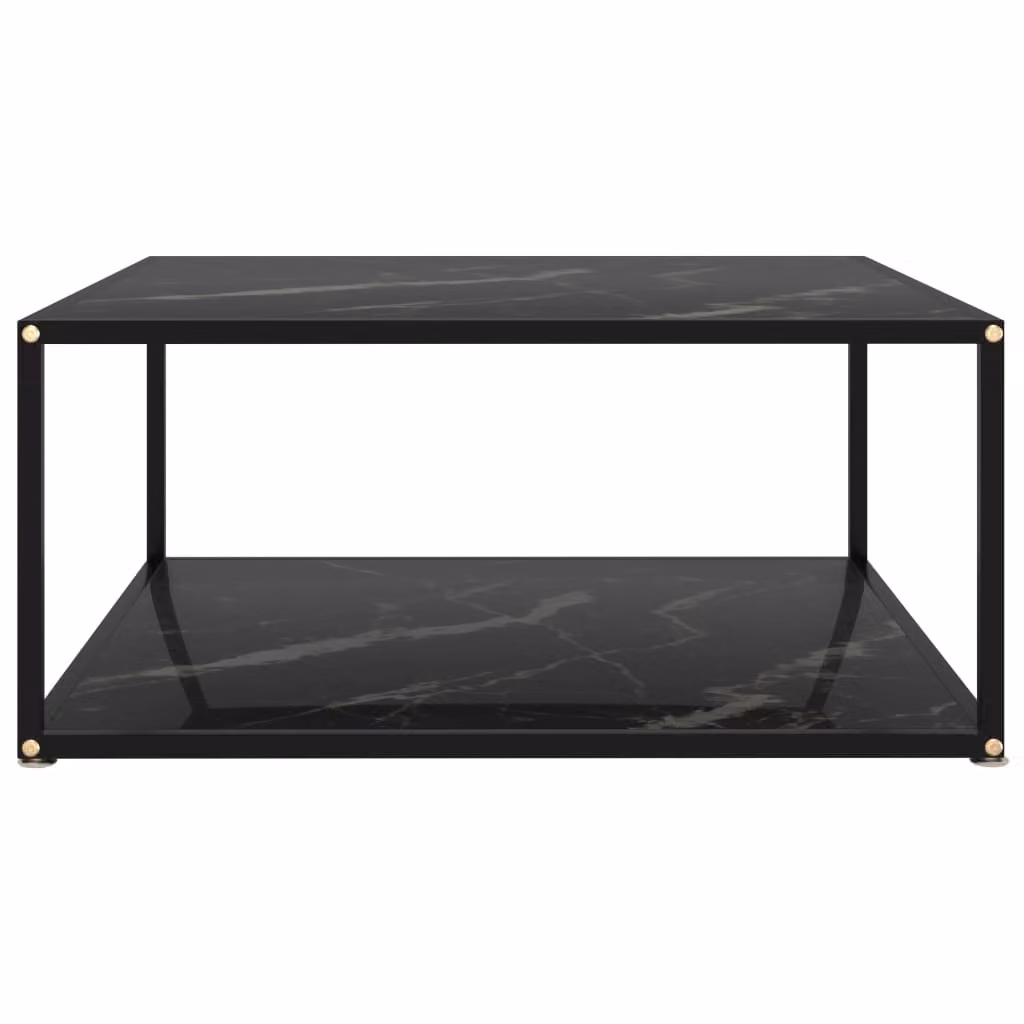 Tavolino da Salotto Nero 80x80x35 cm in Vetro Temperato