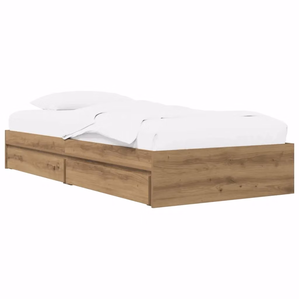 Letto moderno con contenitore vidaXL in legno color rovere marrone L/P/H: 200 x 80 x 83 cm – 2