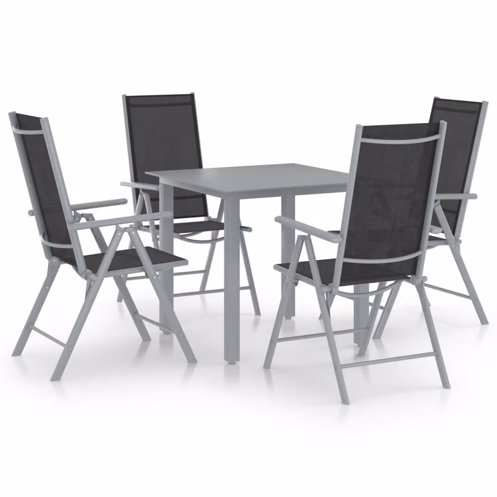 The Living Store Set da pranzo da giardino 5 pezzi in alluminio argento e nero