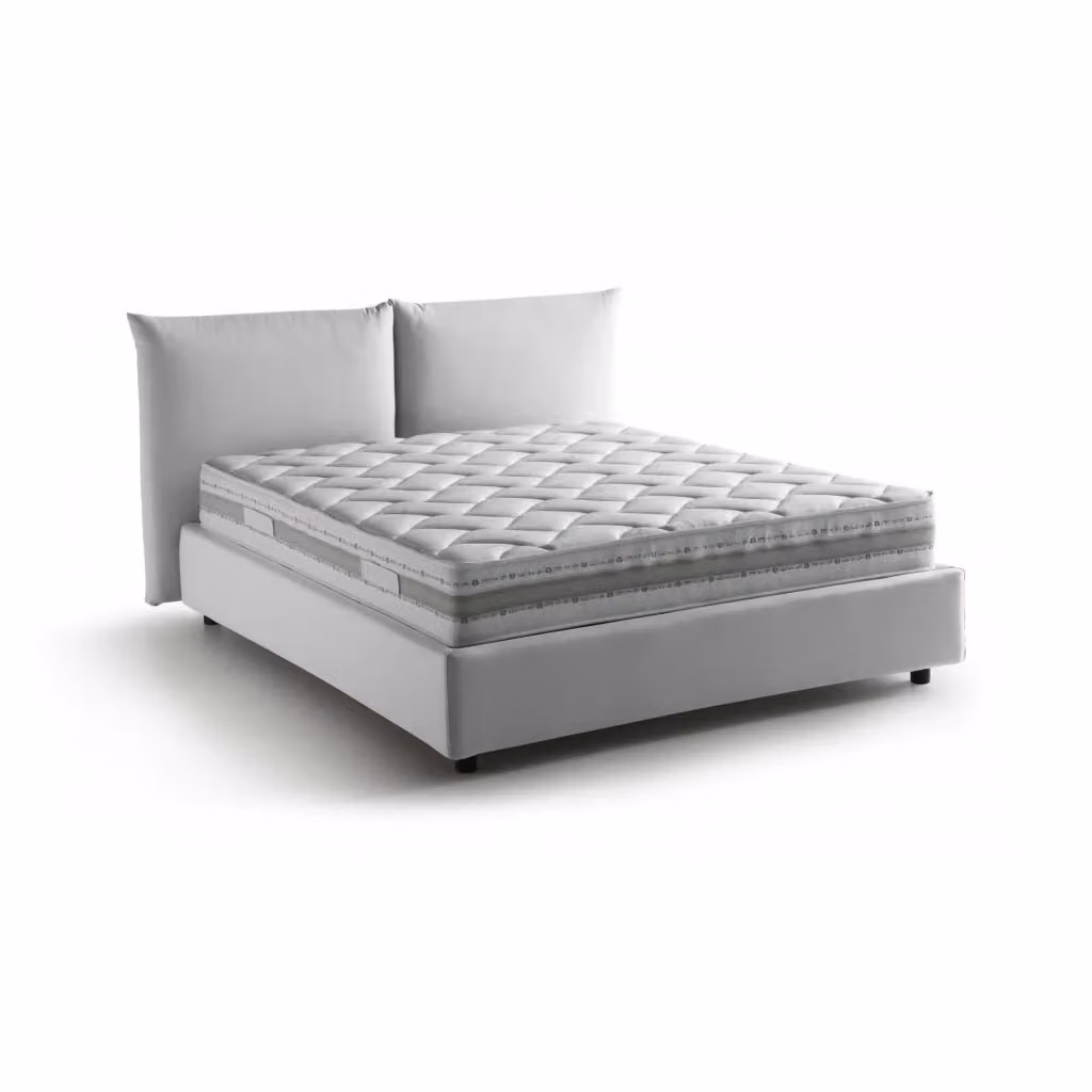 Letto Matrimoniale Moderno Talamo Italia con Contenitore a Alzata e Materasso in Schiuma, Bianco, 160x200 cm – 2