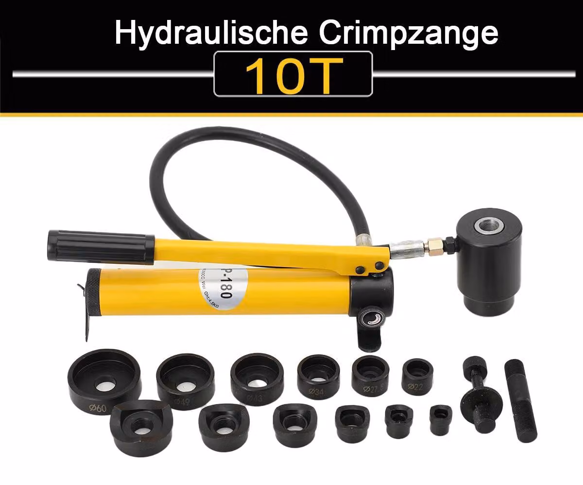 Punzonatrice idraulica - Pressa da 10 t - Azionamento pneumatico - Per lamiere e armadi elettrici - Matrici circolari da 22 a 60 mm