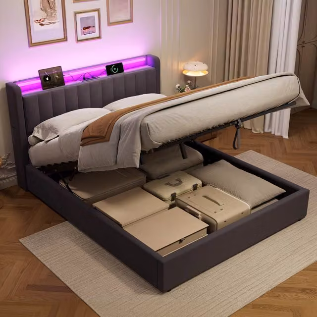 Letto contenitore 160x200 cm, colore grigio