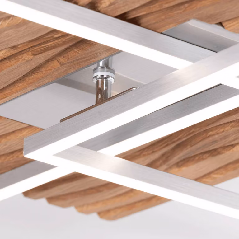 Elobra Plafoniera soffitto Atacama L, dimmerabile, Legno chiaro, Soggiorno / Sala da pranzo, Legno, Moderno, Plafoniera