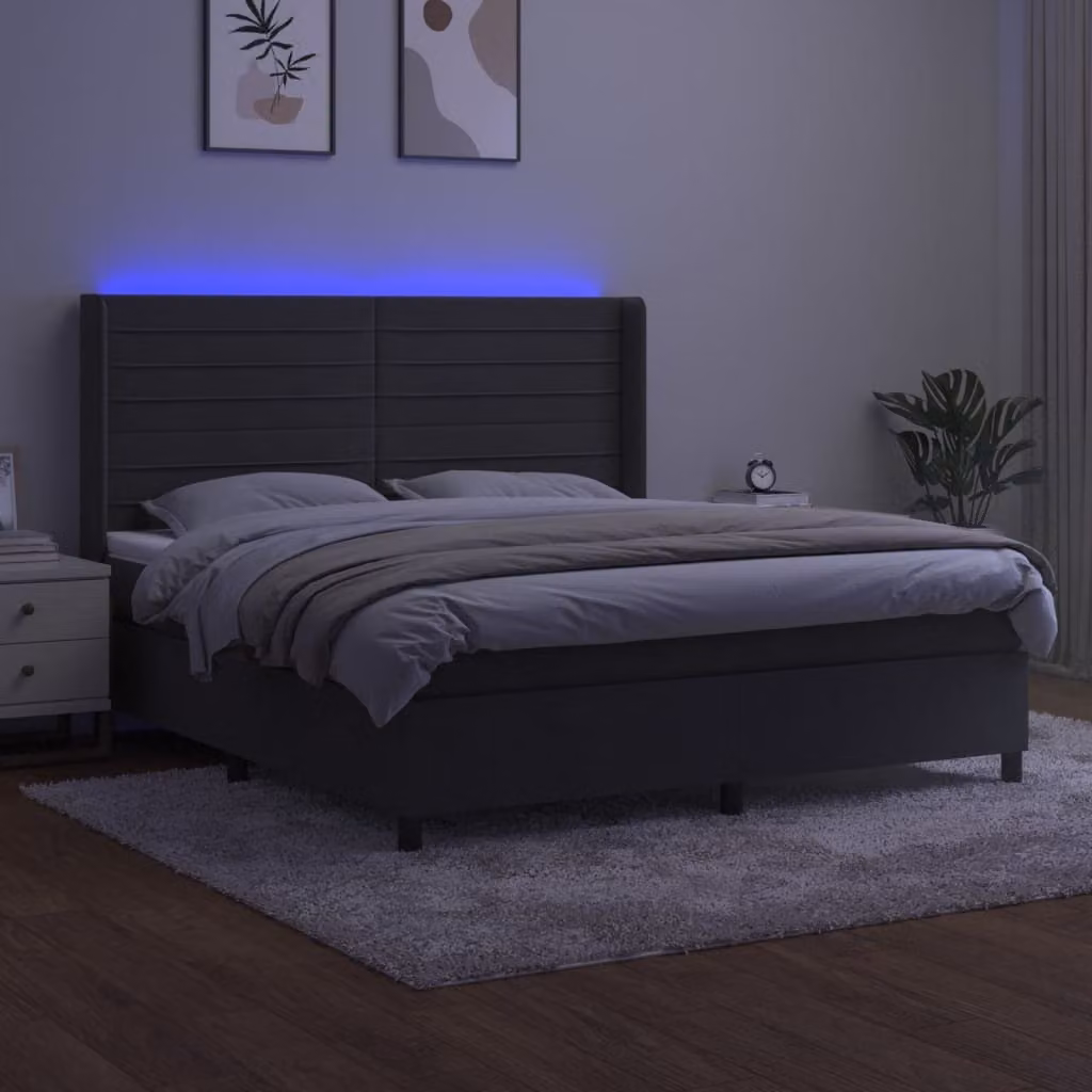 Maison Exclusive - Letto a Molle con Materasso e LED Grigio Scuro 160x200 cm