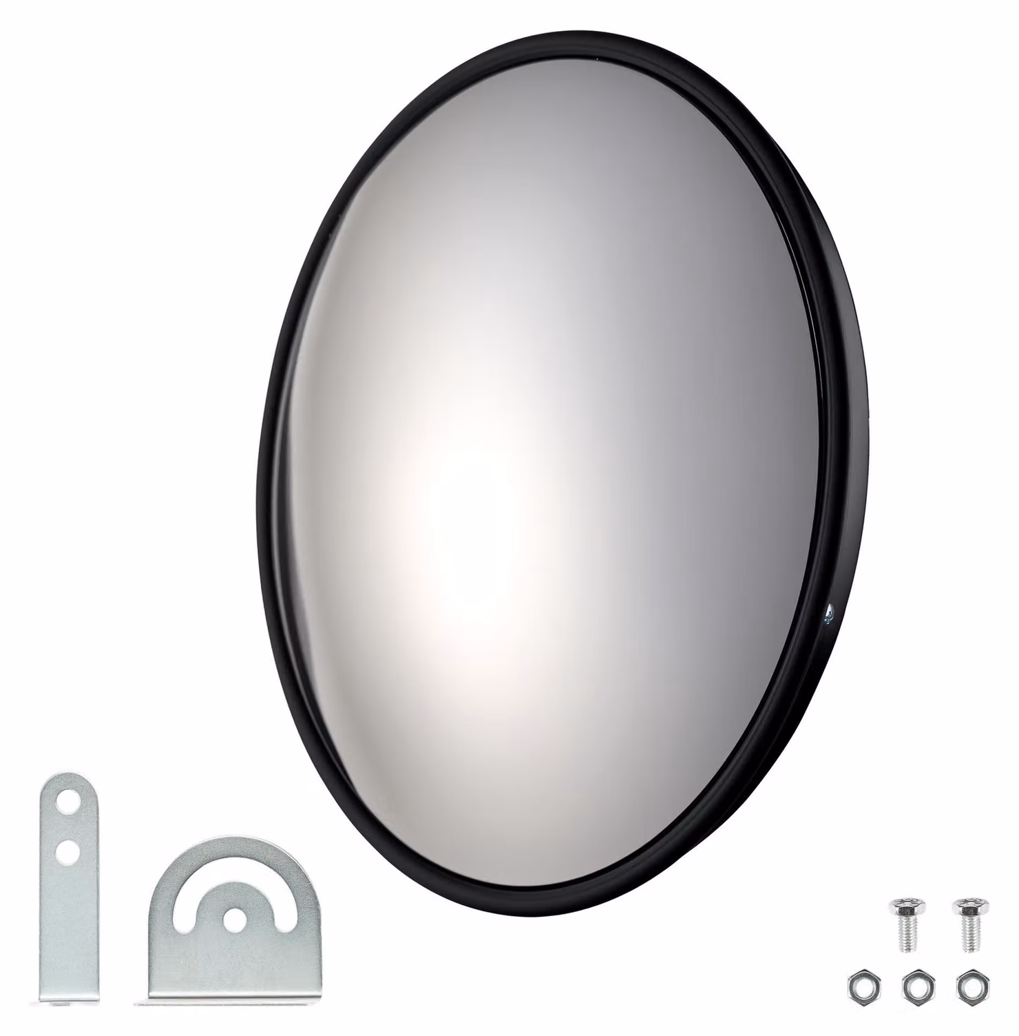 Specchio di sicurezza Wiltec da 60 cm, convesso, nero; specchio di sorveglianza rotondo con campo visivo di 160°, specchio convesso per interni