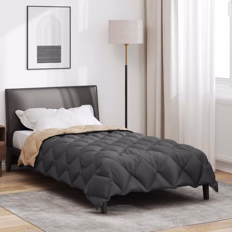 vidaXL Piumone Invernale in Microfibra Antracite e Beige L 155 x P 220 cm, 450 gsm