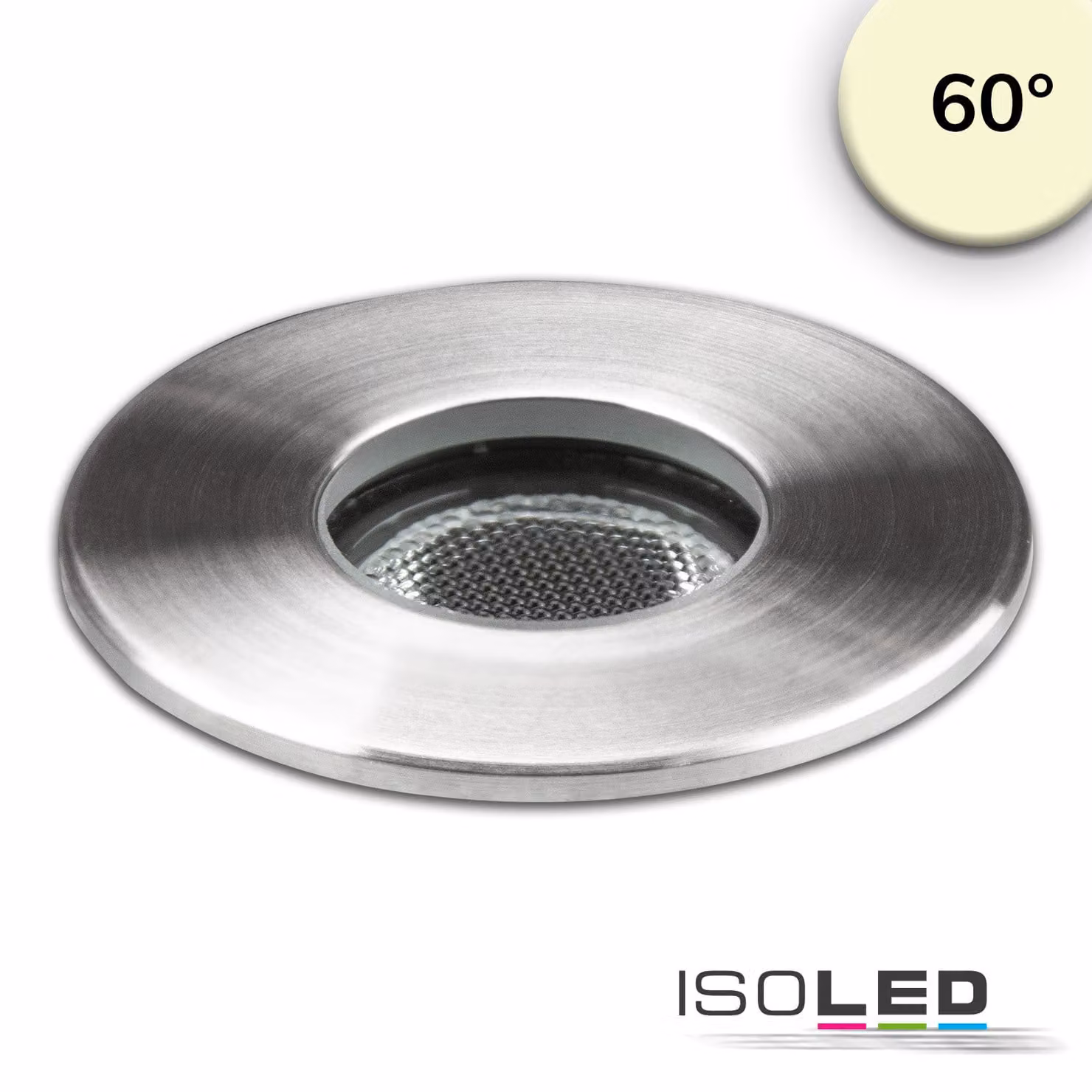 Faretto da incasso a LED, acciaio inox, 2W, 60°, IP67, 12V AC/DC, bianco caldo