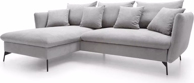 FURNLUX Divano angolare Viton Grigio chiaro e nero 258 cm / Colore principale: Grigio / Dimensioni: 258 x 91 x 167 cm