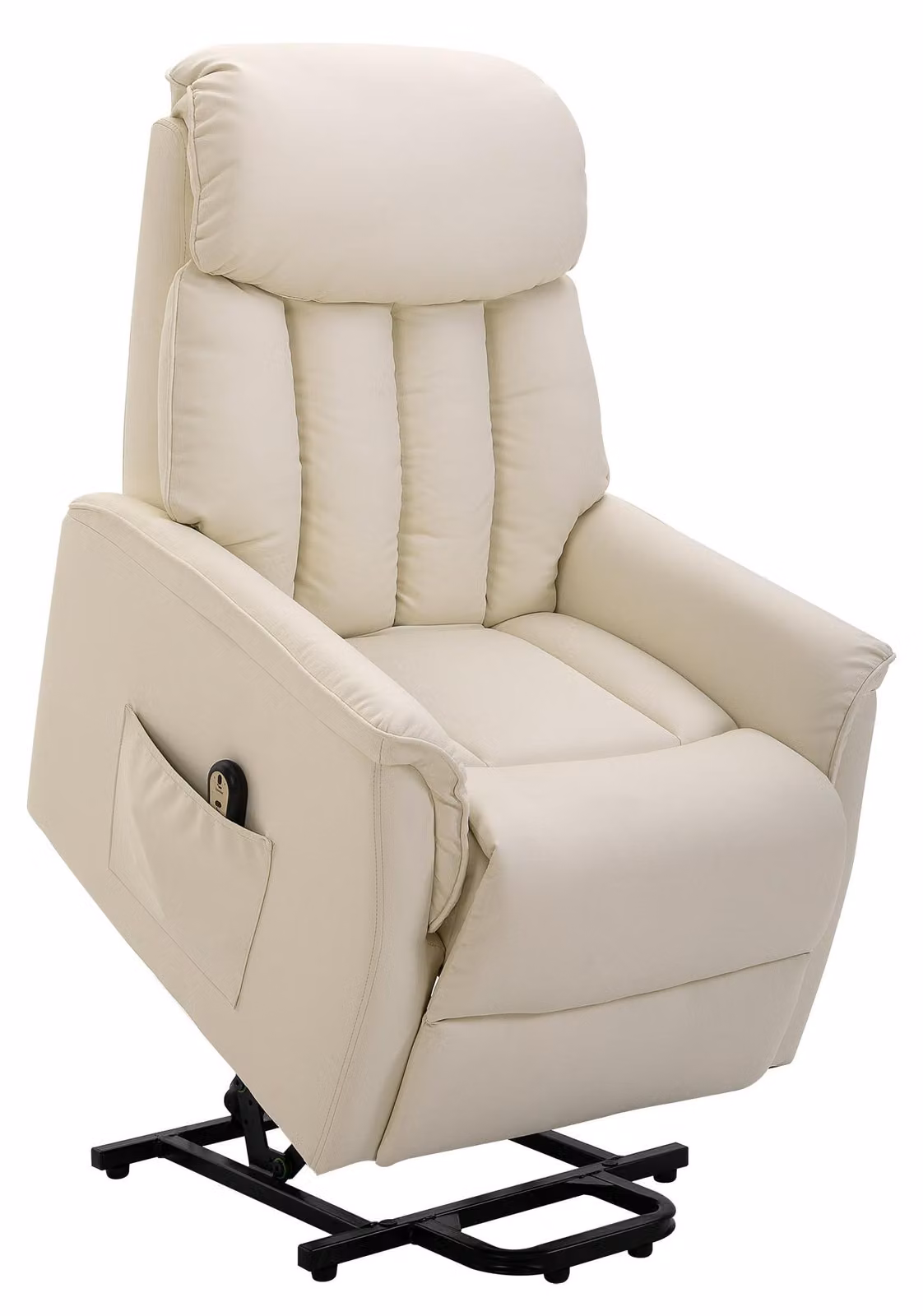 Poltrona reclinabile elettrica con funzione di sollevamento e telecomando - poltrona per la televisione in poliestere color crema, adatta a persone fino a 150 kg
